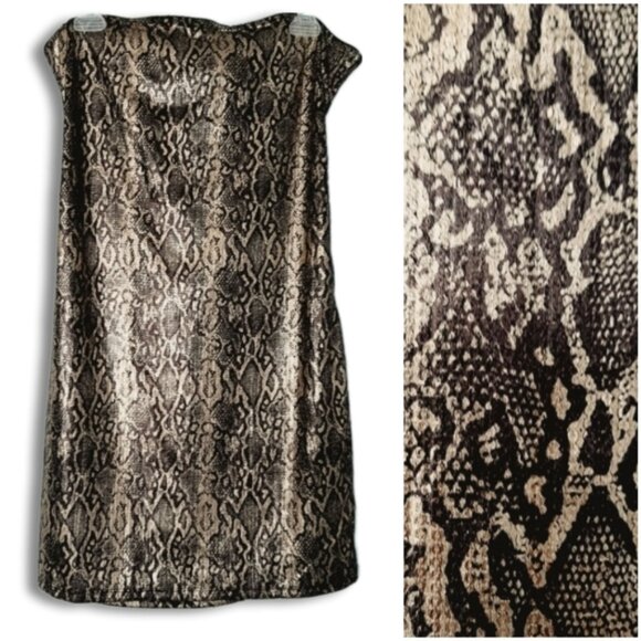 PRIMARK New - Snakeskin Pattern Stretchy Strapless Fitted Mini Dress Sz L - Picture 1 of 10